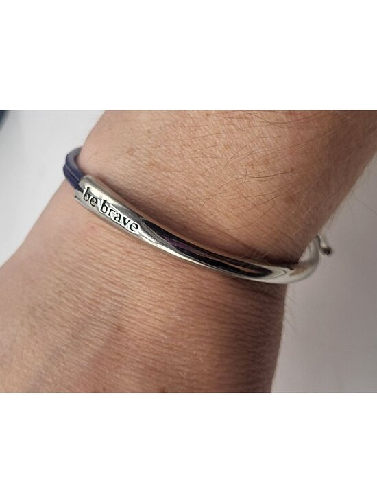 Bravelets Jewelry - Bravelets "BE BRAVE" Stainless Steel Purple Leather Bracelet Awareness Cause